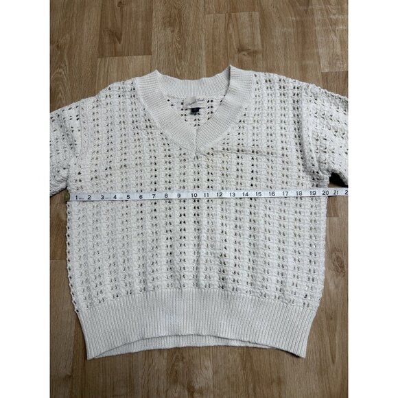 UNIVERSAL THREAD SWEATER OPENWORK KNIT CREAM V-NECK PULLOVER SIZE M NEUTRAL NWT - Picture 7 of 8